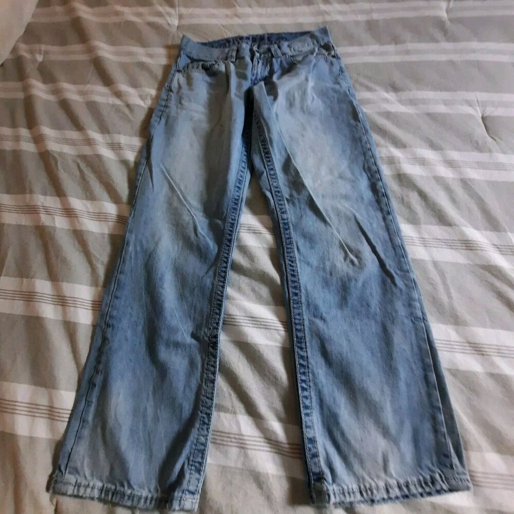 Decree Slim Straight Fit Mens Jeans Size 32x30 Light Wash Lightly Distressed